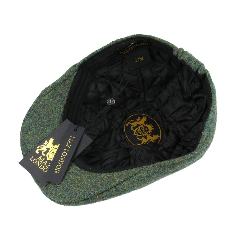 Duckbill Six Panel Wool Tweed Flat Cap - Green