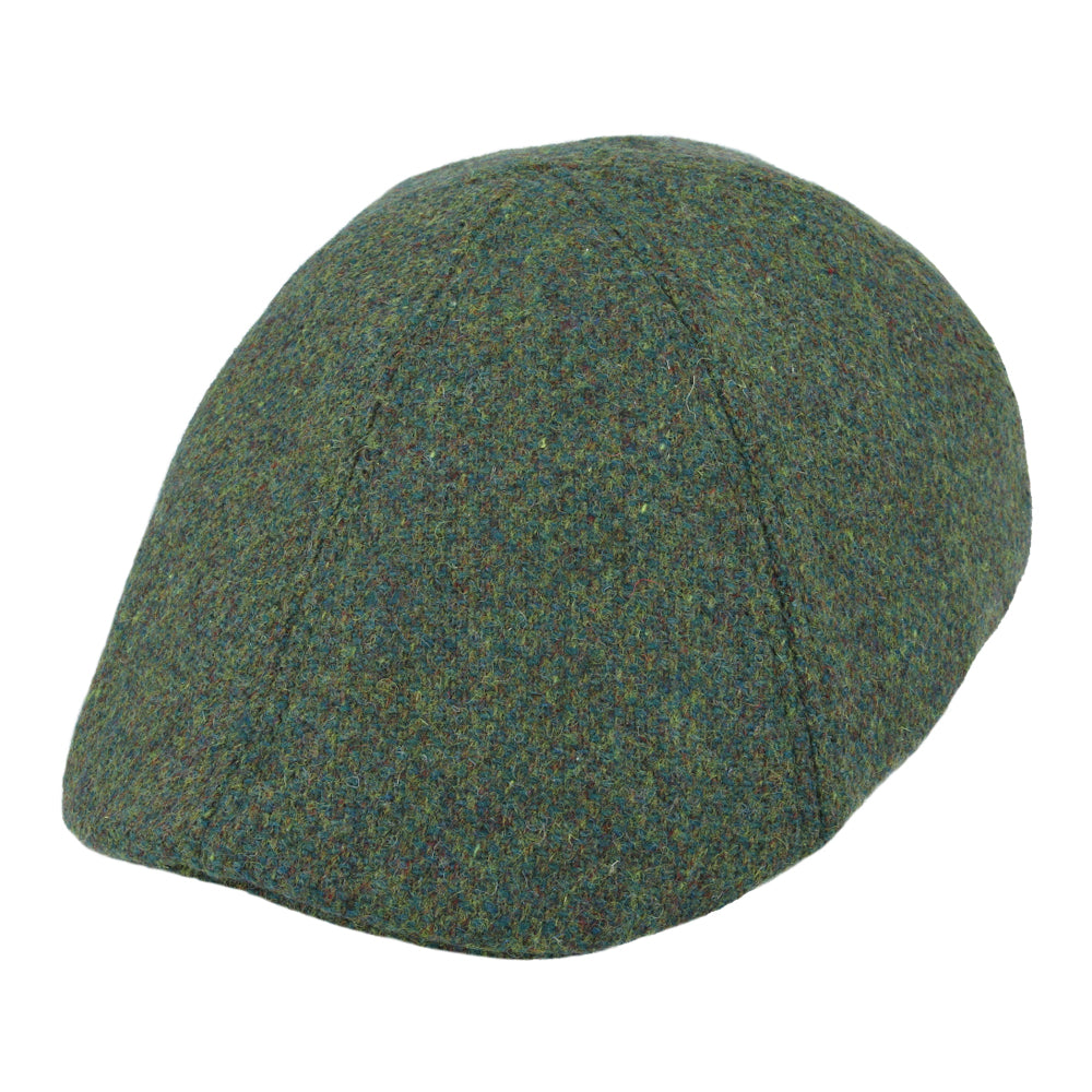 Duckbill Six Panel Wool Tweed Flat Cap - Green