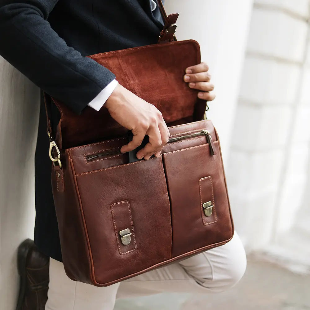 Hamilton Brown Leather Briefcase