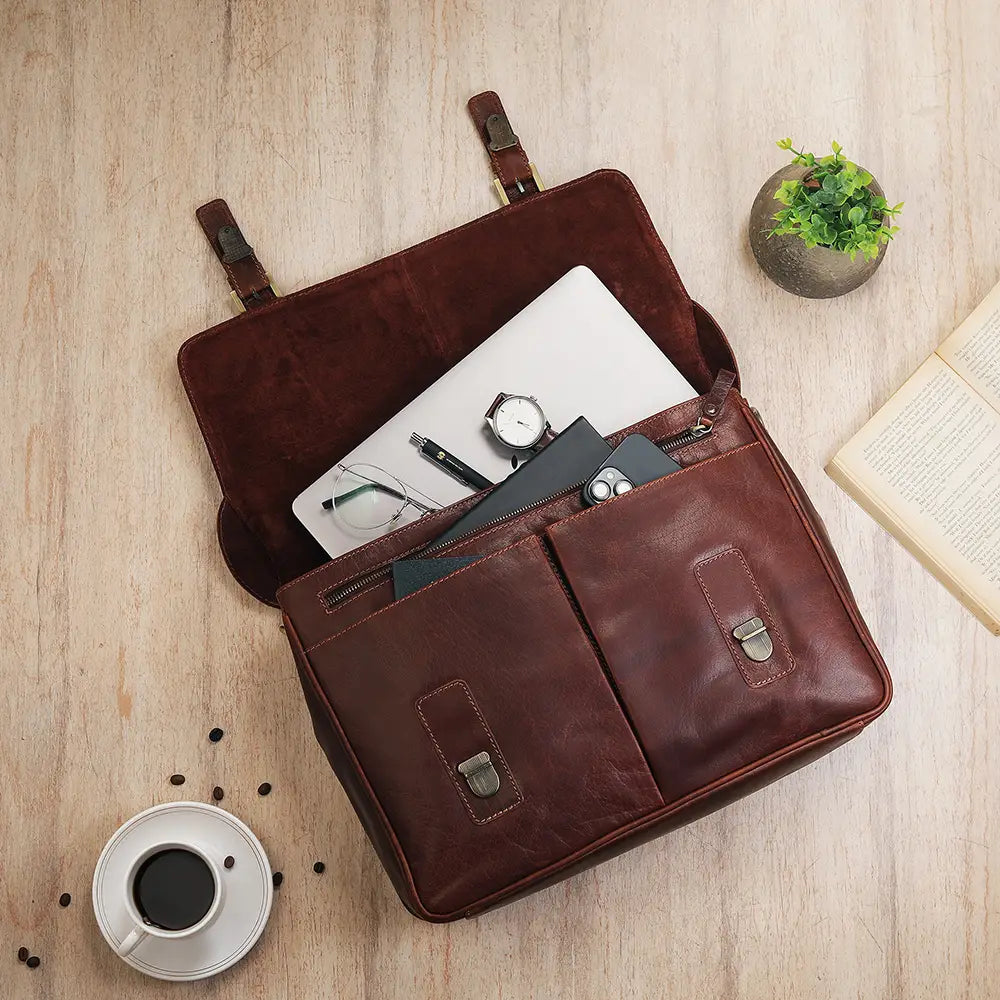 Hamilton Brown Leather Briefcase