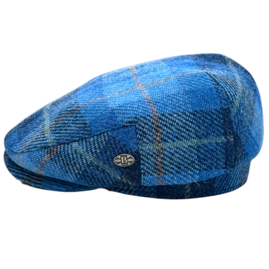 Bullantic Light Blue Tartan Harris tweed Flat Cap
