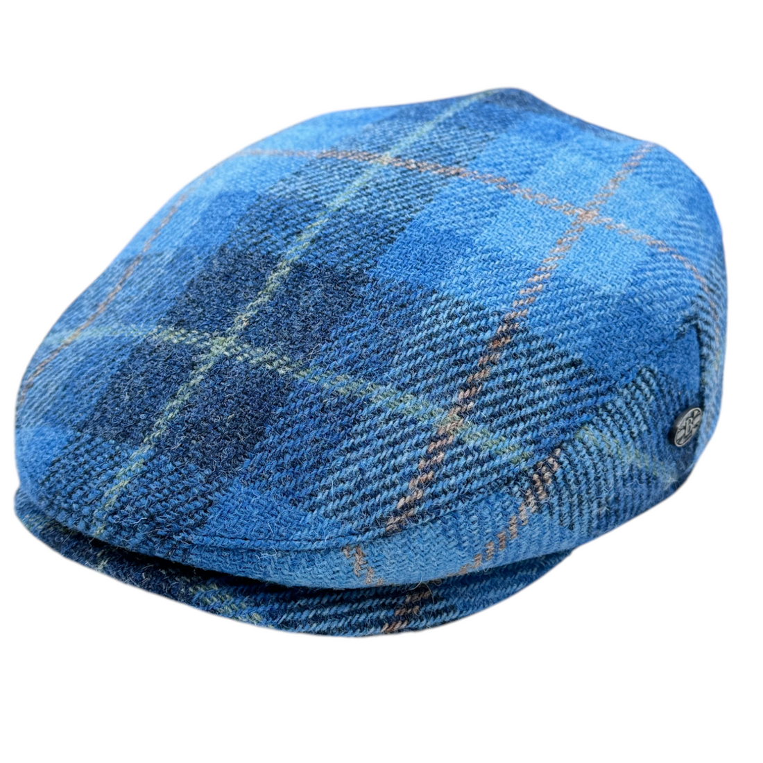 Bullantic Light Blue Tartan Harris tweed Flat Cap