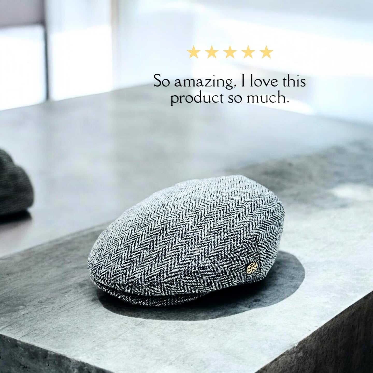 Gladwin Bond Harris Herringbone Wool Flat Cap