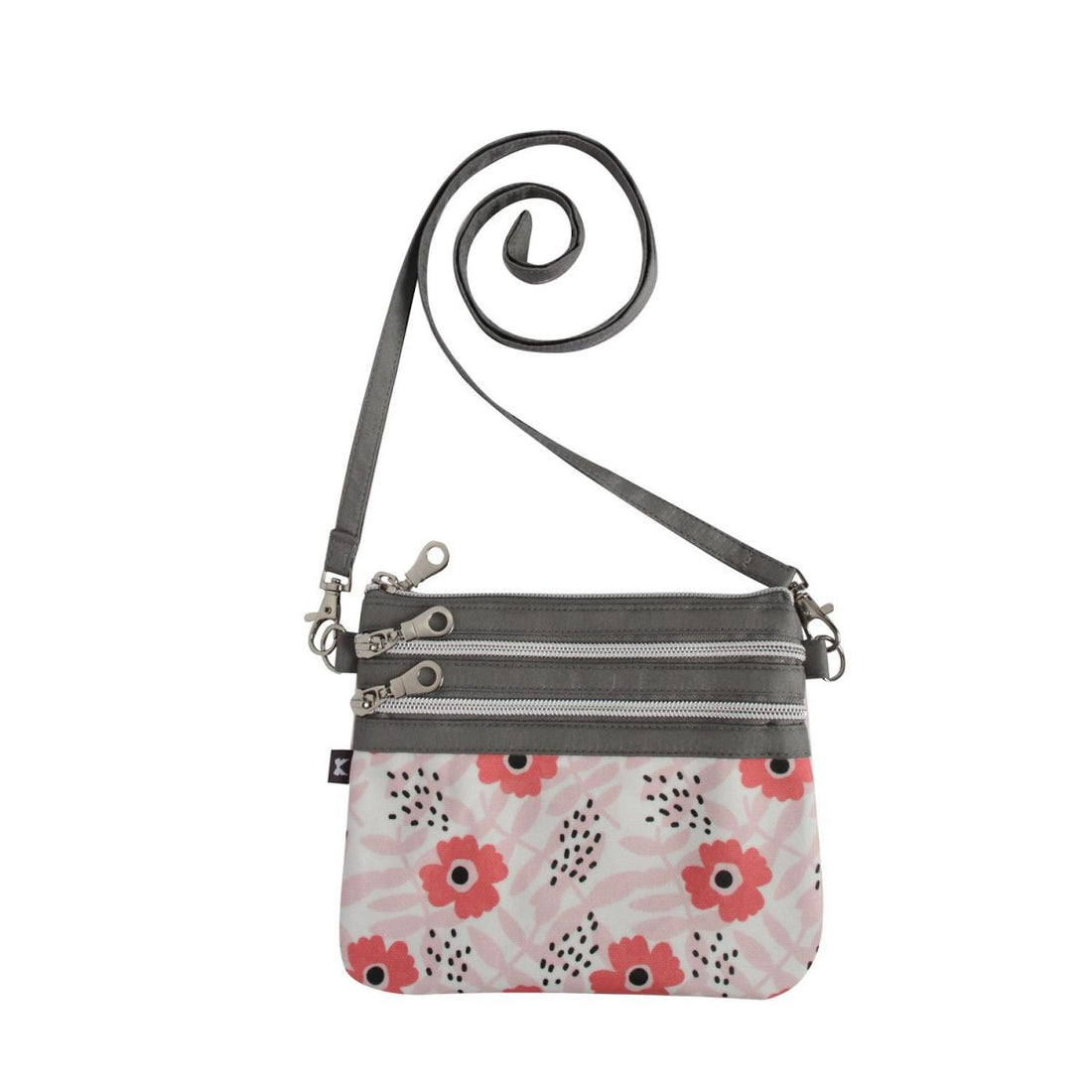 Poppy Pink Small Oil Cloth 3-zip Pouch Cross Body Bag by Earth Squared