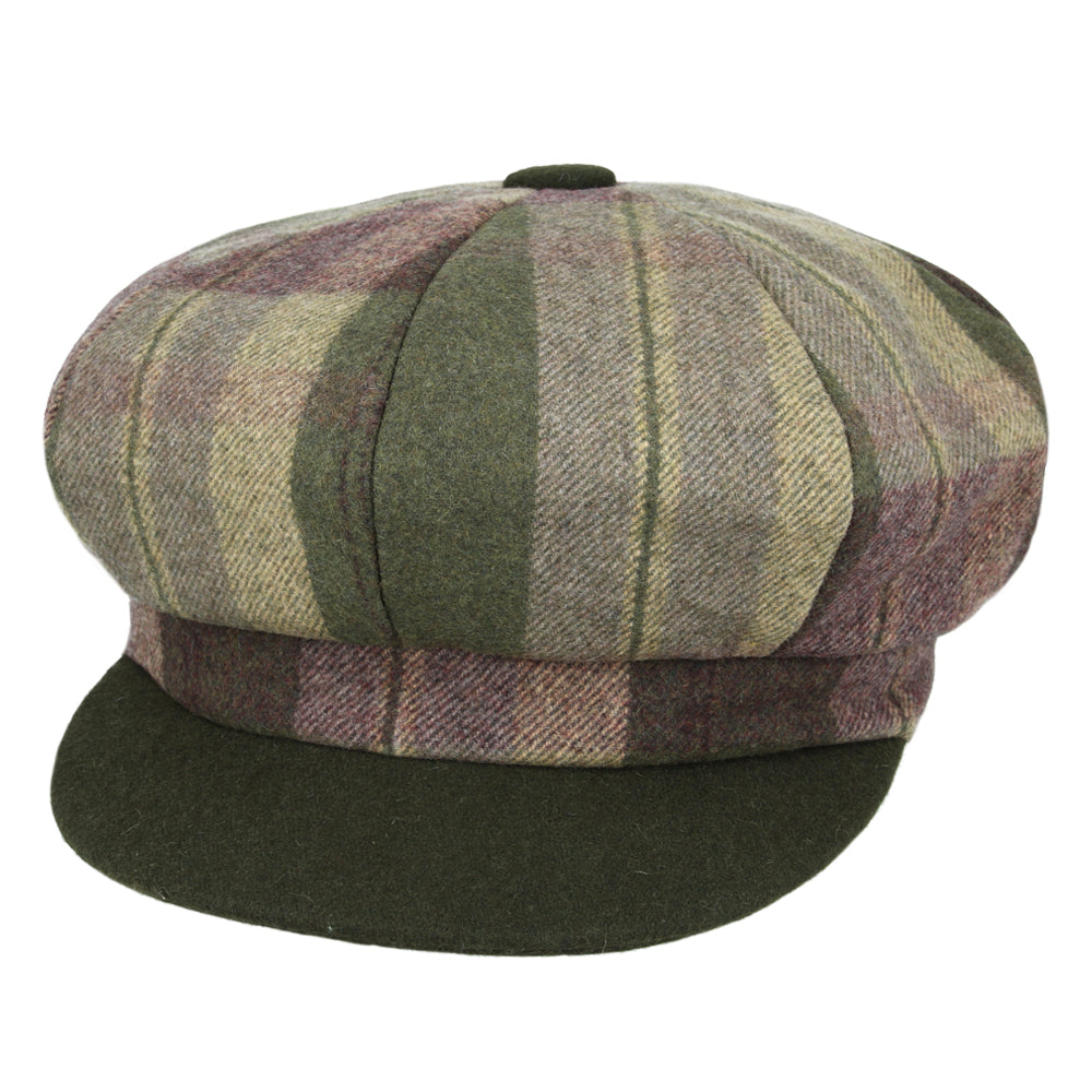 Women's Checked Tweed Gatsby Baker Boy Eight Panel Caps