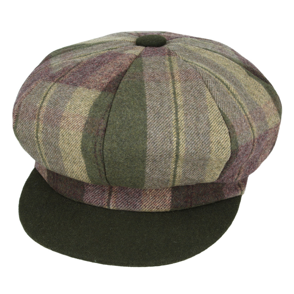 Women's Checked Tweed Gatsby Baker Boy Eight Panel Caps