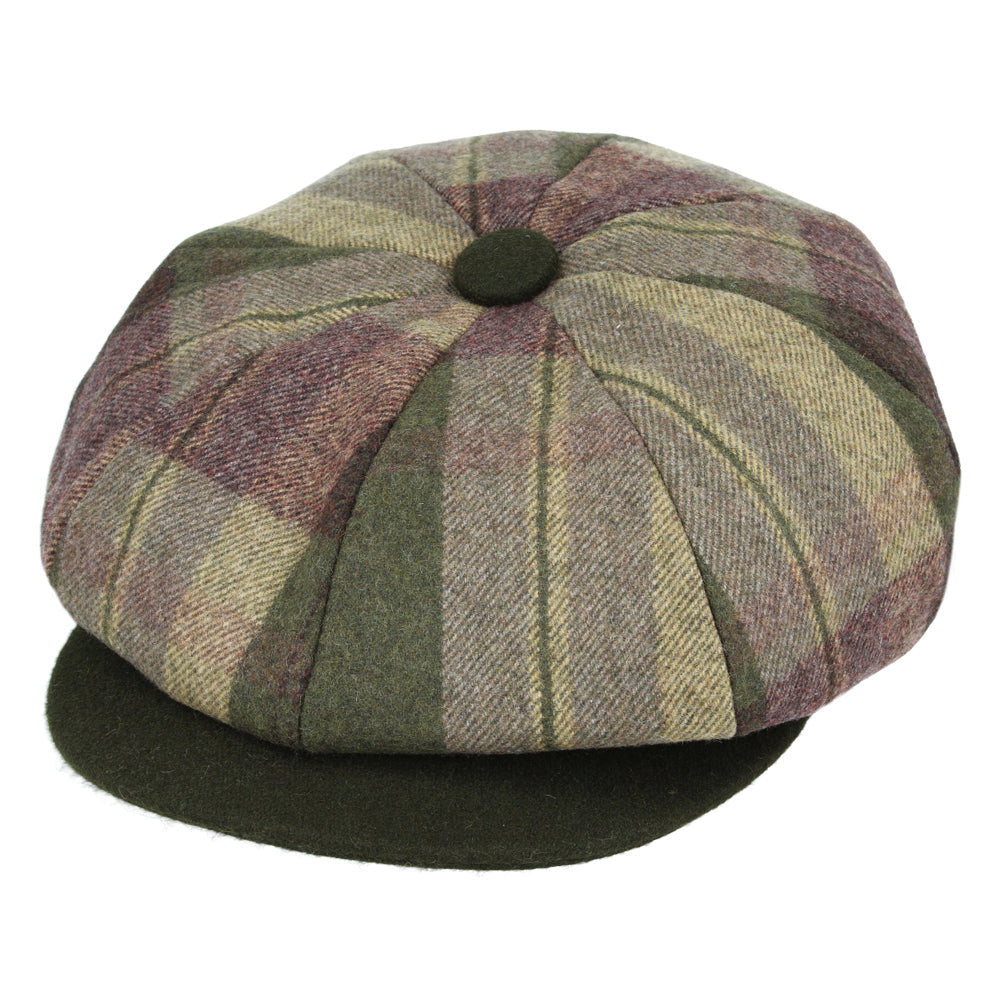 Women's Checked Tweed Gatsby Baker Boy Eight Panel Caps