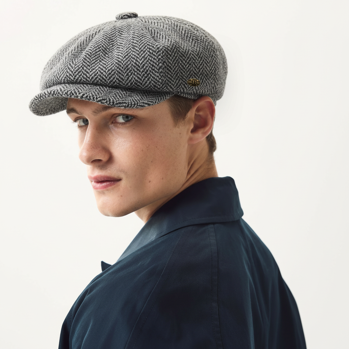 Harris Tweed Wool Herringbone Newsboy Cap