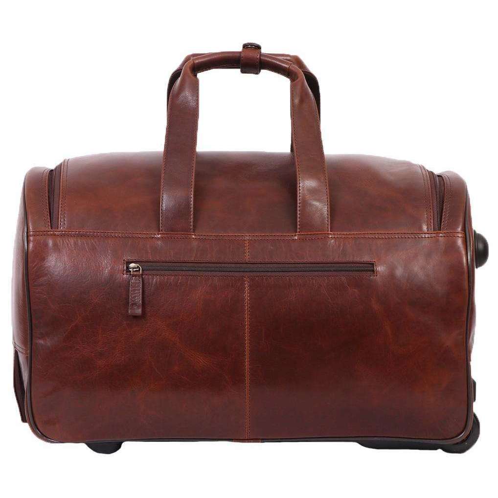 Ashwood Leather Large Wheeled Weekend Holdall - Brown