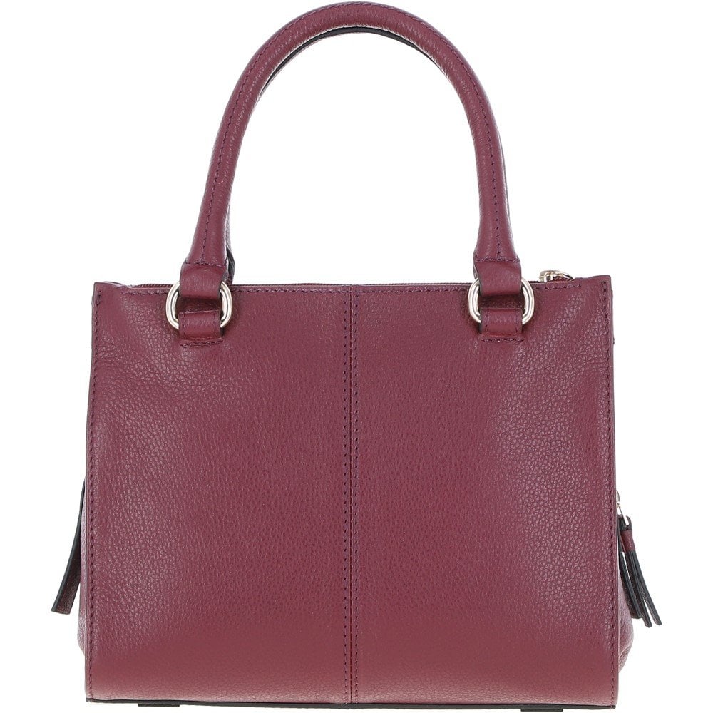 Stylish Ashwood Three Section Leather Tote Shoulder Bag in Wine