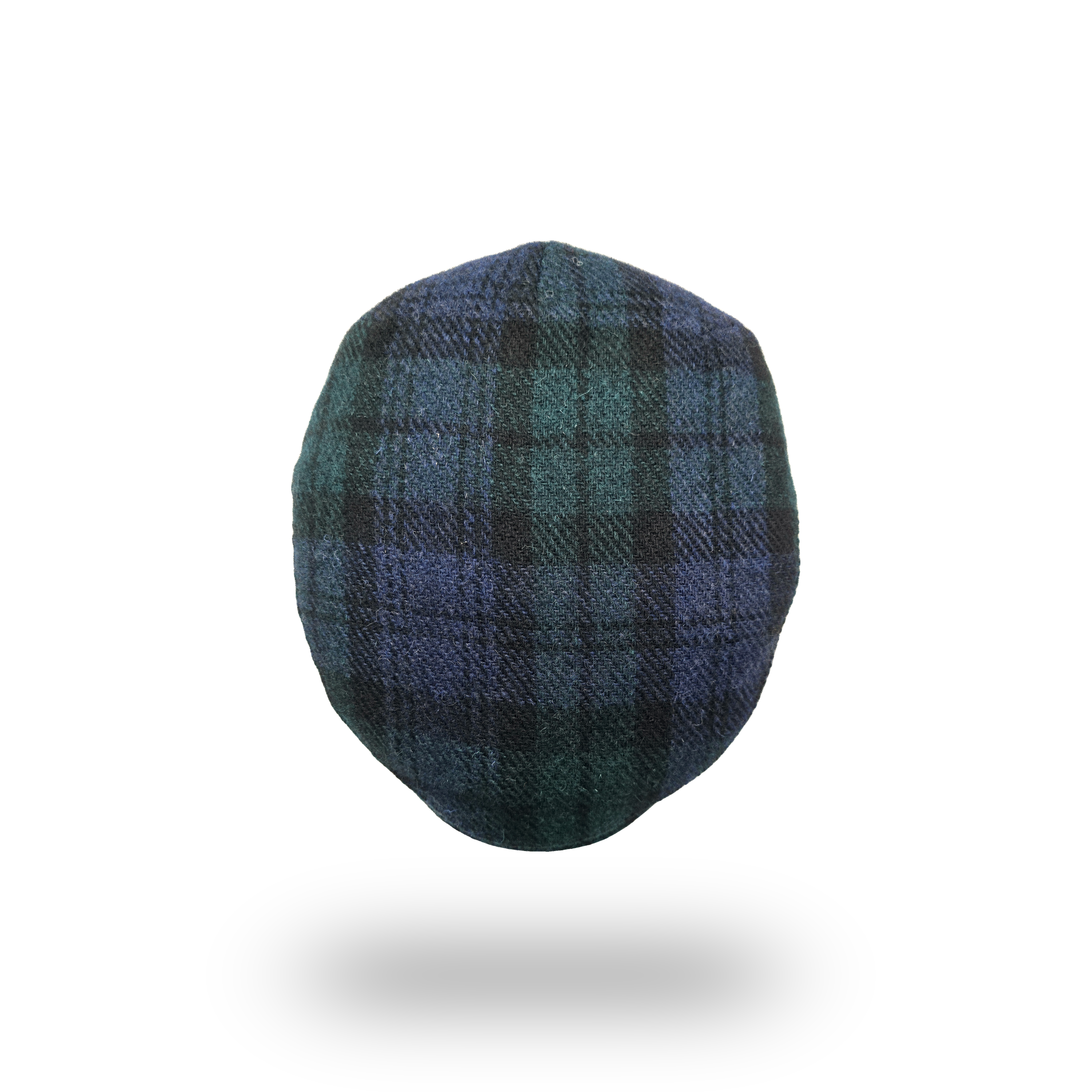 Black Watch Tartan Harris Tweed Flat Cap, top view