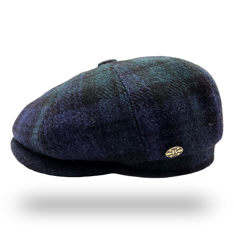 Black Watch Tartan Harris Tweed Newsboy Cap
