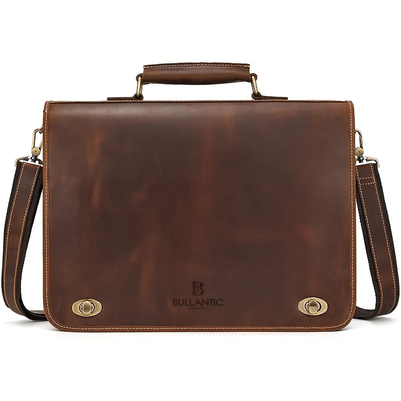 Bullantic Leather Briefcase 15 Laptop Bag Large Capacity