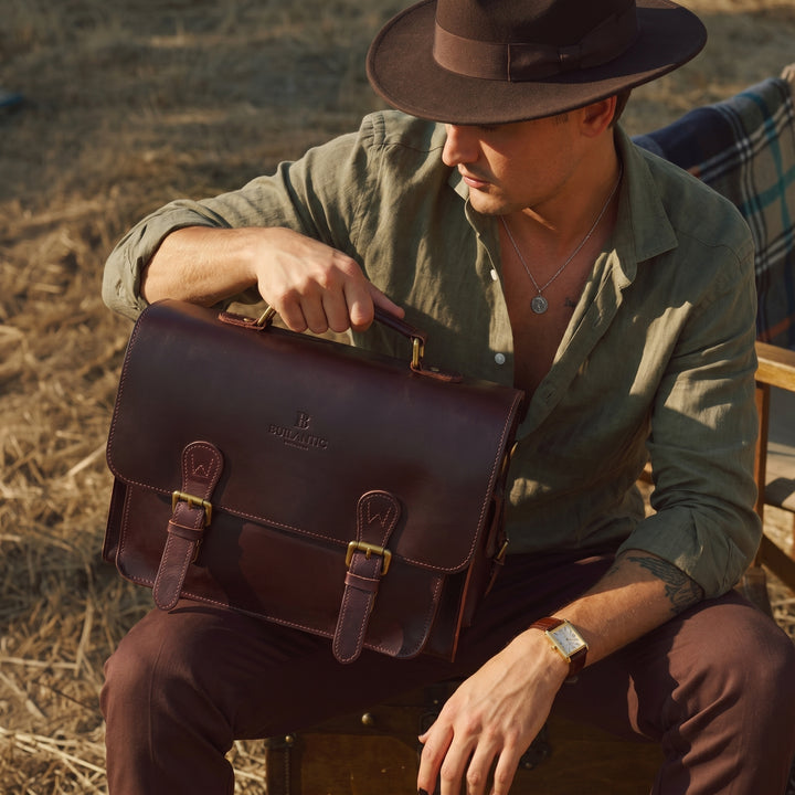 Bullantic Artisan Satchel — Men's Vintage Crazy Horse Leather Briefcase
