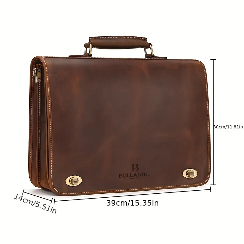 Bullantic Leather Briefcase 15 Laptop Bag Large Capacity