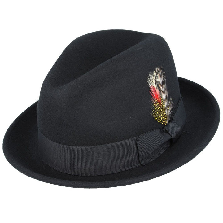 Crushable C-Crown Trilby Hat, Black