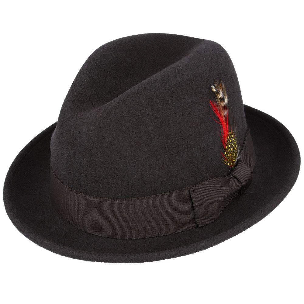 Crushable C-Crown Trilby Hat, Brown