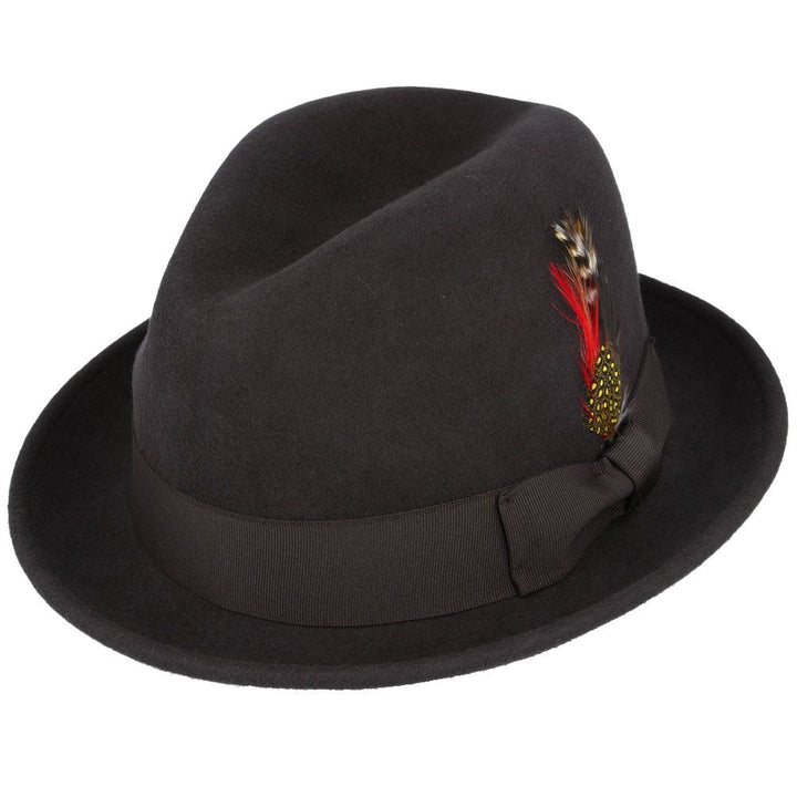 Crushable C-Crown Trilby Hat, Brown
