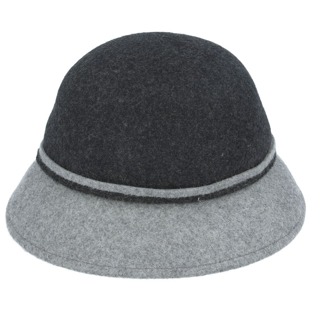 Maz Ladies Chic Vintage Two Tone Wool Cloche Hat With Flower