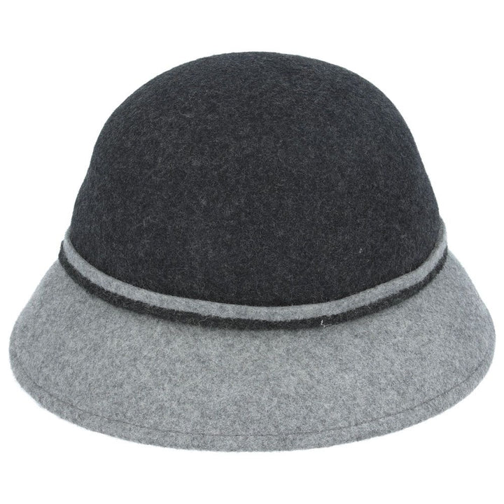 Maz Ladies Chic Vintage Two Tone Wool Cloche Hat With Flower