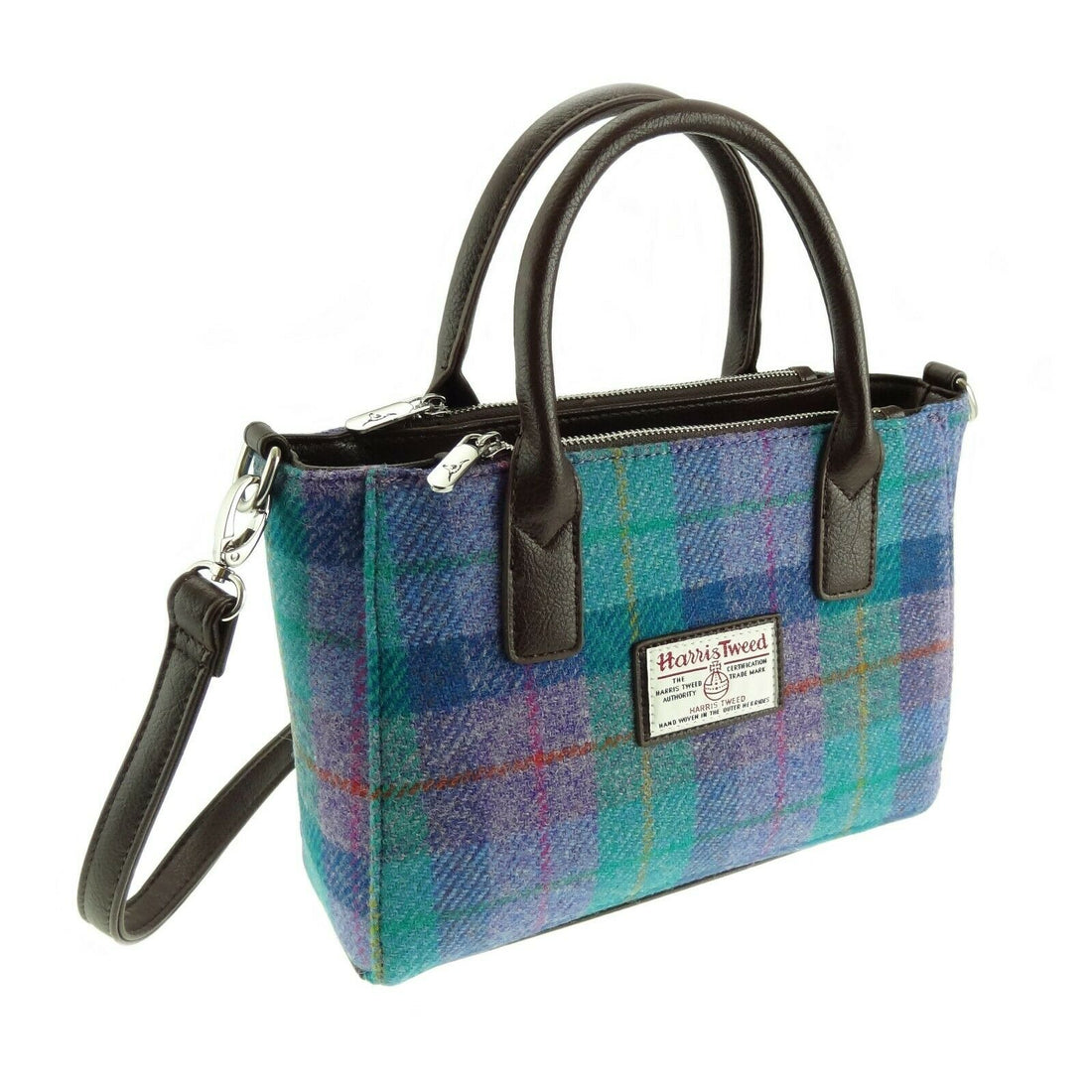 Glen Appin Harris Tweed Brora Tote Handbag Turquoise
