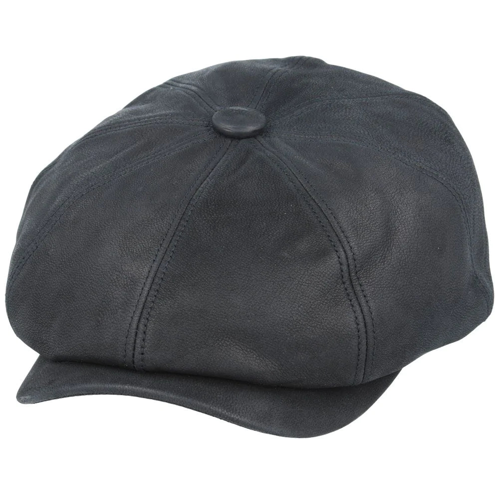 Premium Sheepskin Leather Gladwin Bond Hatters London Leather Newsboy Cap