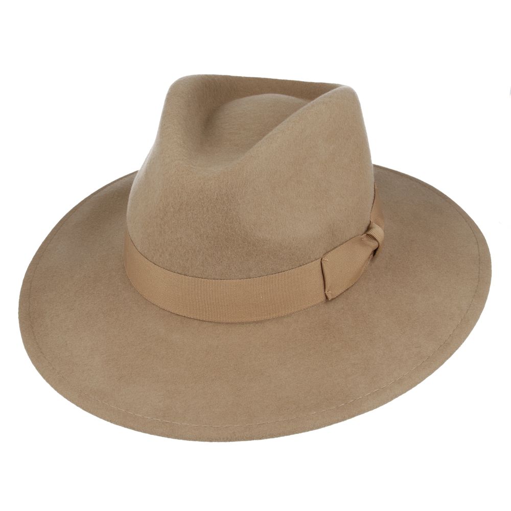 Wide Brim Wool Crushable Fedora Hat