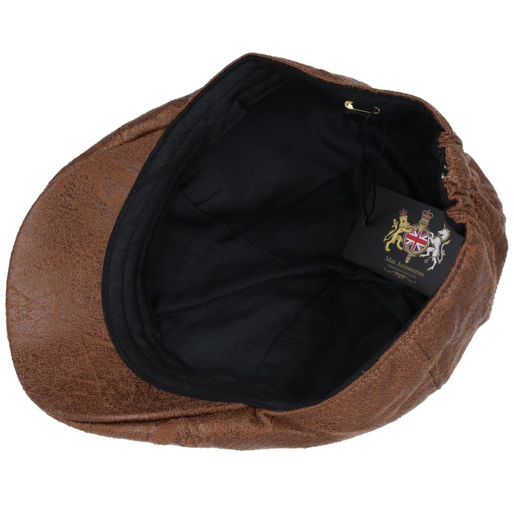 Cracked Leather Look Distressed Vintage Duckbill Flat Cap