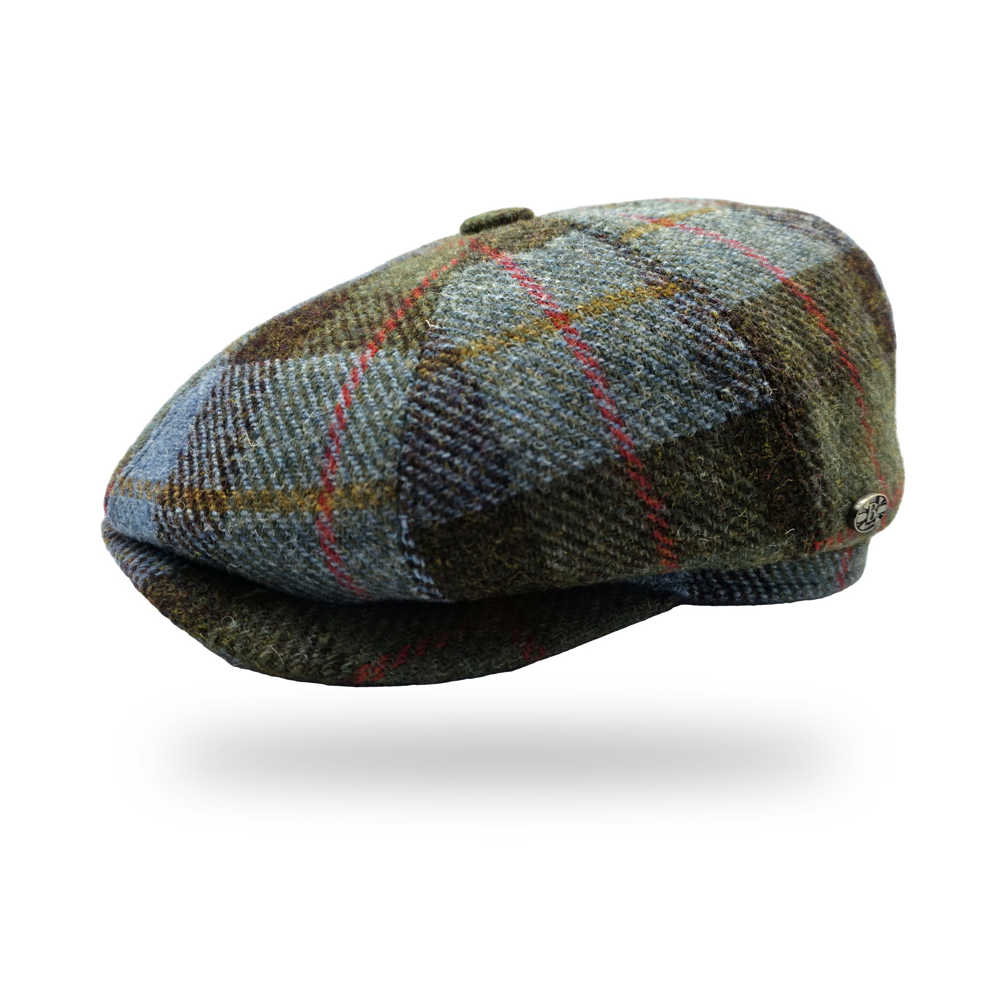 Hebridean Tartan Harris Tweed Newsboy Cap, side view