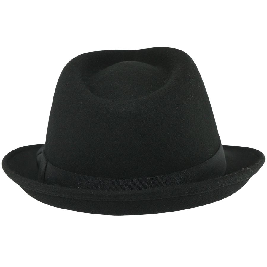 Crushable Wool Felt Trilby Hat, Black