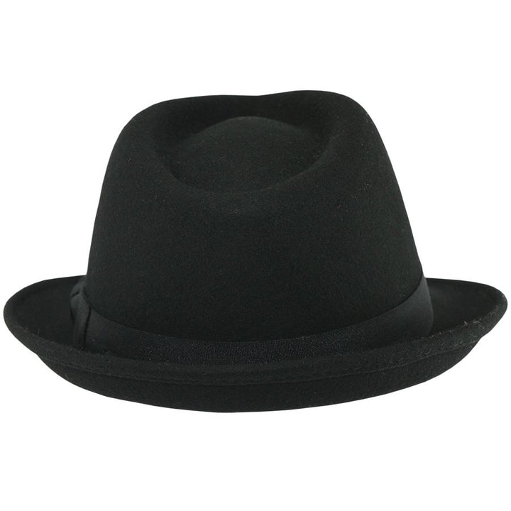 Crushable Wool Felt Trilby Hat, Black