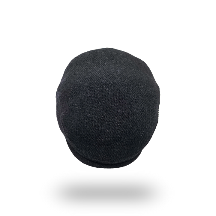 Midnight Navy Harris Tweed Flat Cap, top view