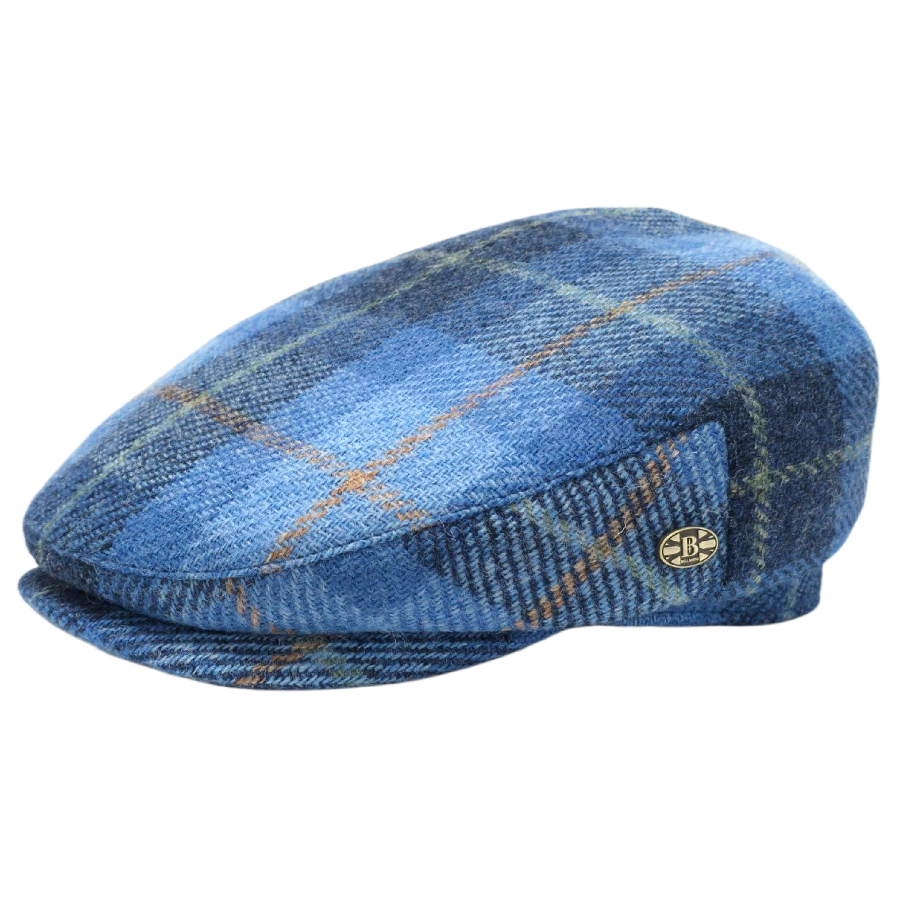 Light Blue Tartan Harris tweed Flat Cap