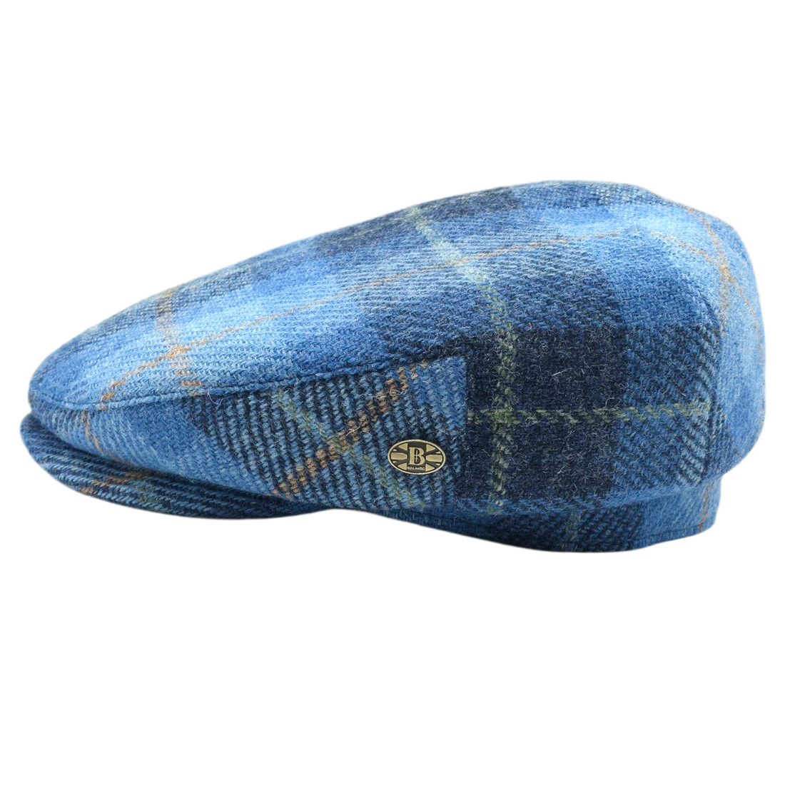 Light Blue Tartan Harris tweed Flat Cap