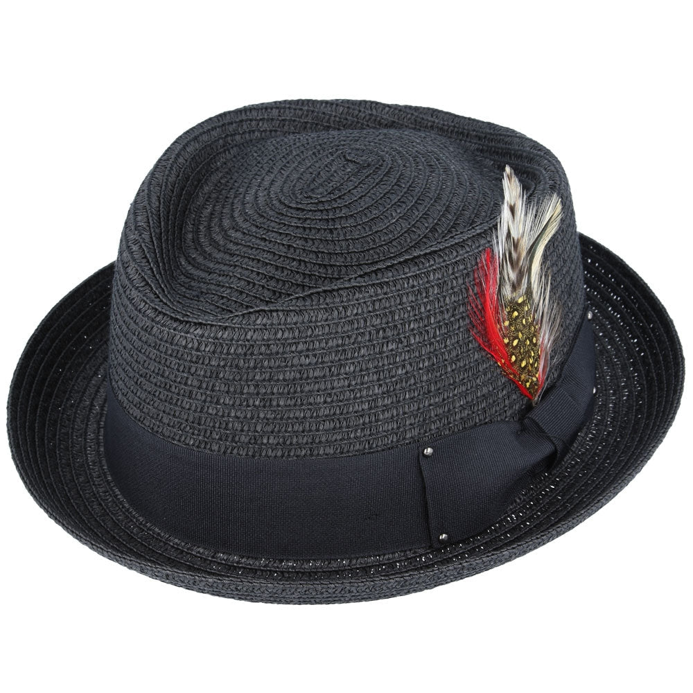 Maz Diamond Crown paper straw Hat - Black