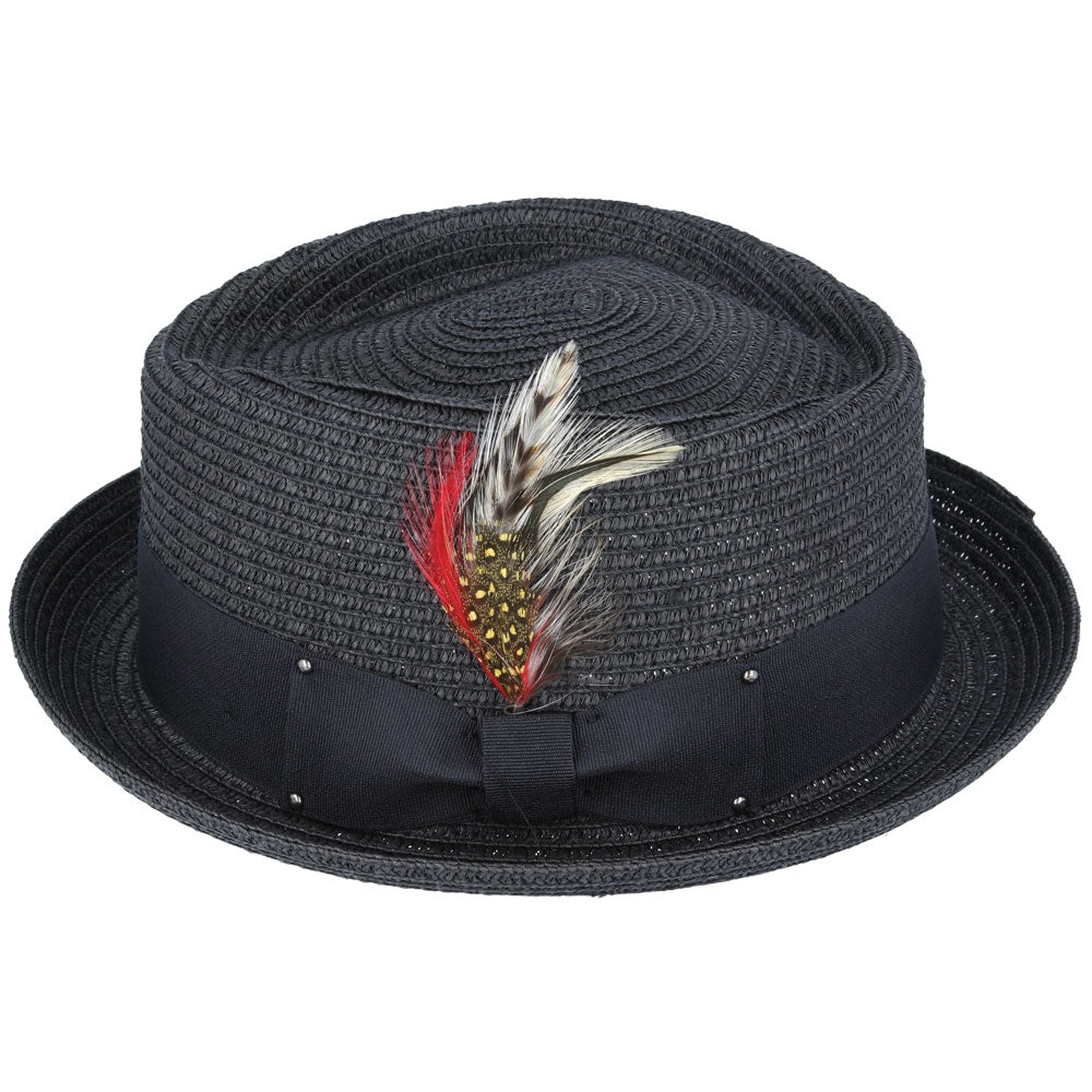 Maz Diamond Crown paper straw Hat - Black