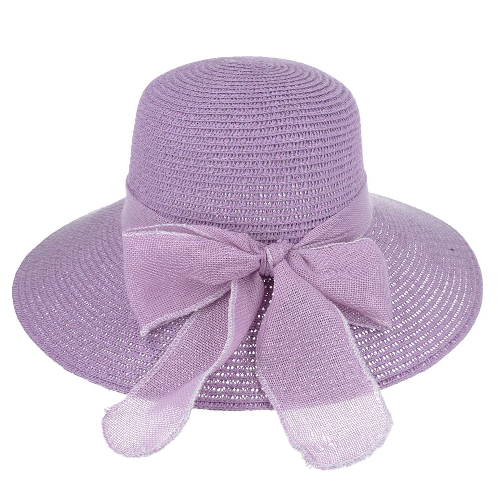 Maz Women's Vintage 1950s Paper Straw Wide Brim Floppy Hat With Matching Band