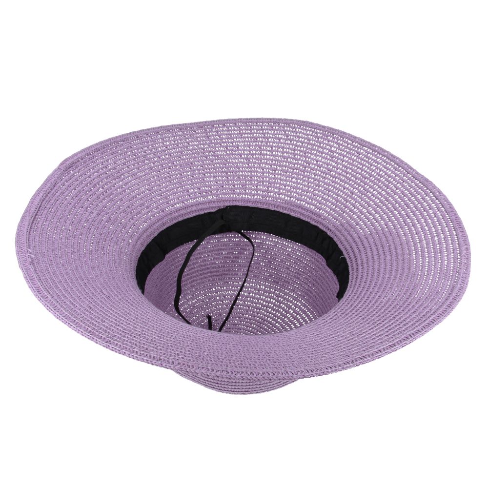 Maz Women's Vintage 1950s Paper Straw Wide Brim Floppy Hat With Matching Band