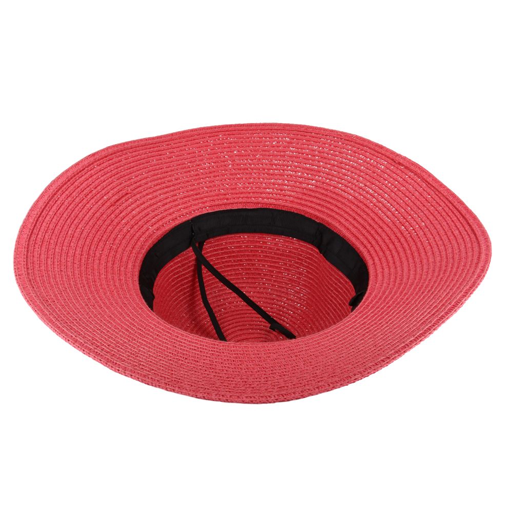 Maz Women's Vintage 1950s Paper Straw Wide Brim Floppy Hat With Matching Band