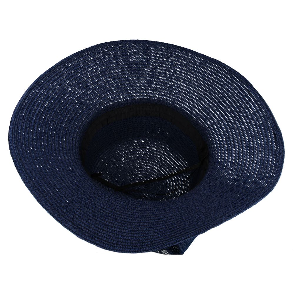 Maz Women's Vintage 1950s Paper Straw Wide Brim Floppy Hat With Matching Band