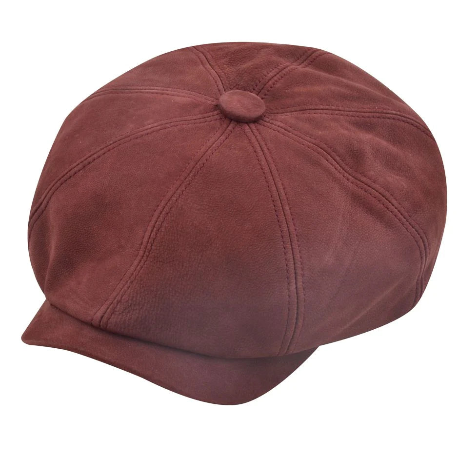 Premium Sheepskin Leather Gladwin Bond Hatters London Leather Newsboy Cap