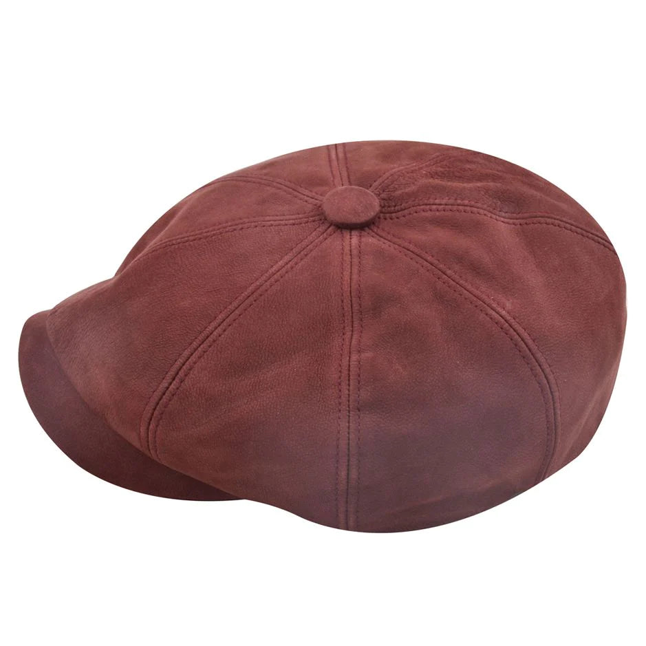 Premium Sheepskin Leather Gladwin Bond Hatters London Leather Newsboy Cap