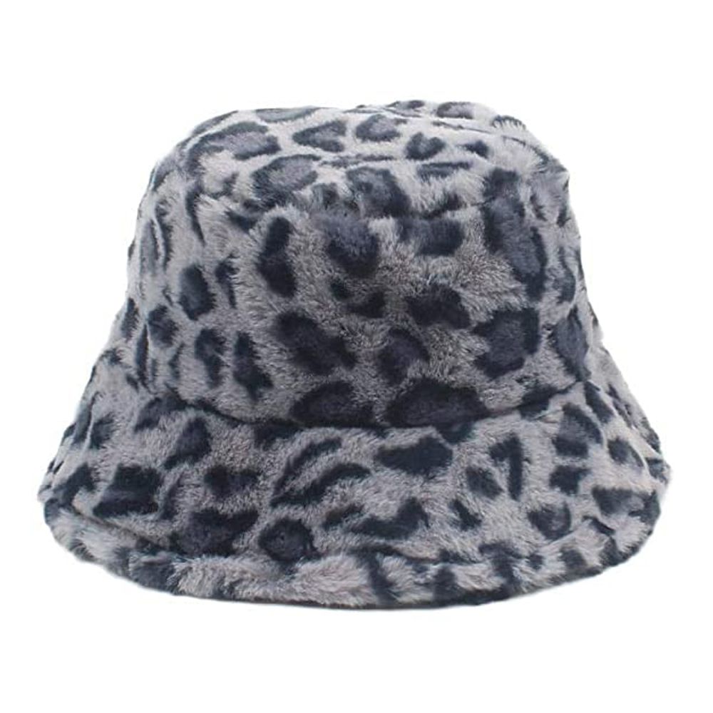 Maz Leopard Fluffy Faux Fur Bucket Hat