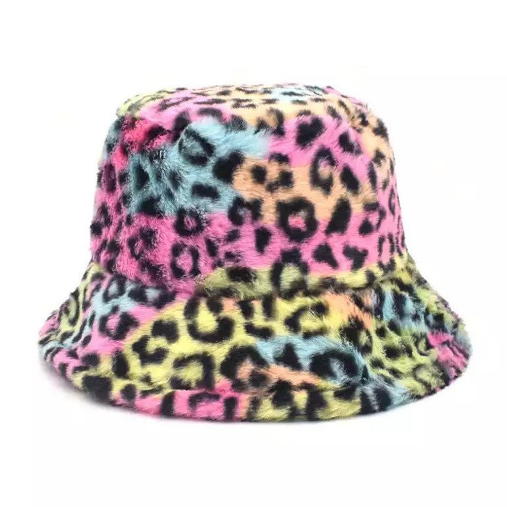 Maz Leopard Fluffy Faux Fur Bucket Hat