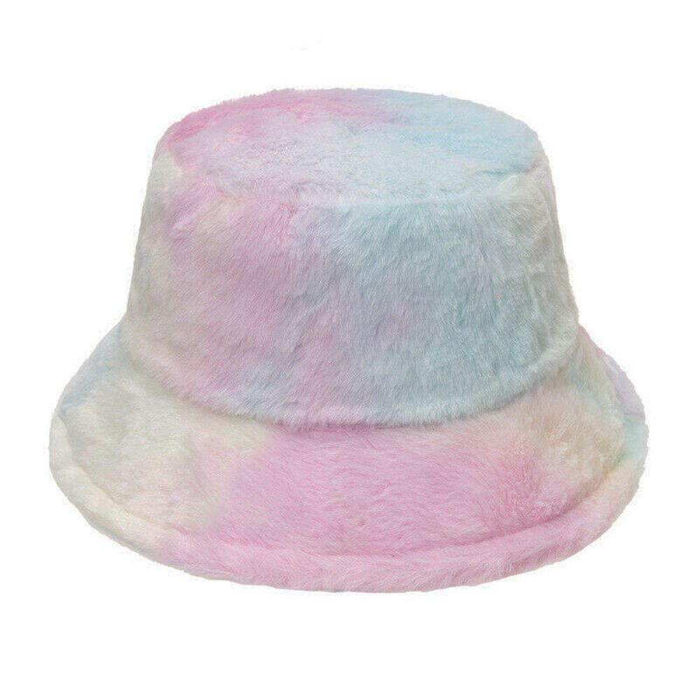 Maz Tie Dye Pattern Fluffy Faux Fur Bucket Hat