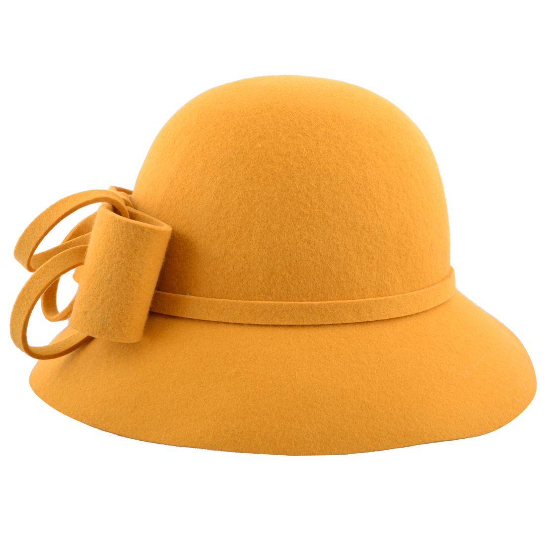 Wool Felt Cloche Hat With Flower At The Side