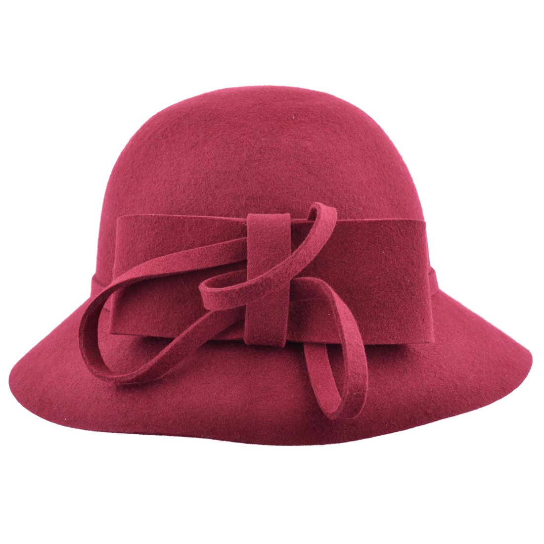 Wool Felt Cloche Hat With Flower At The Side