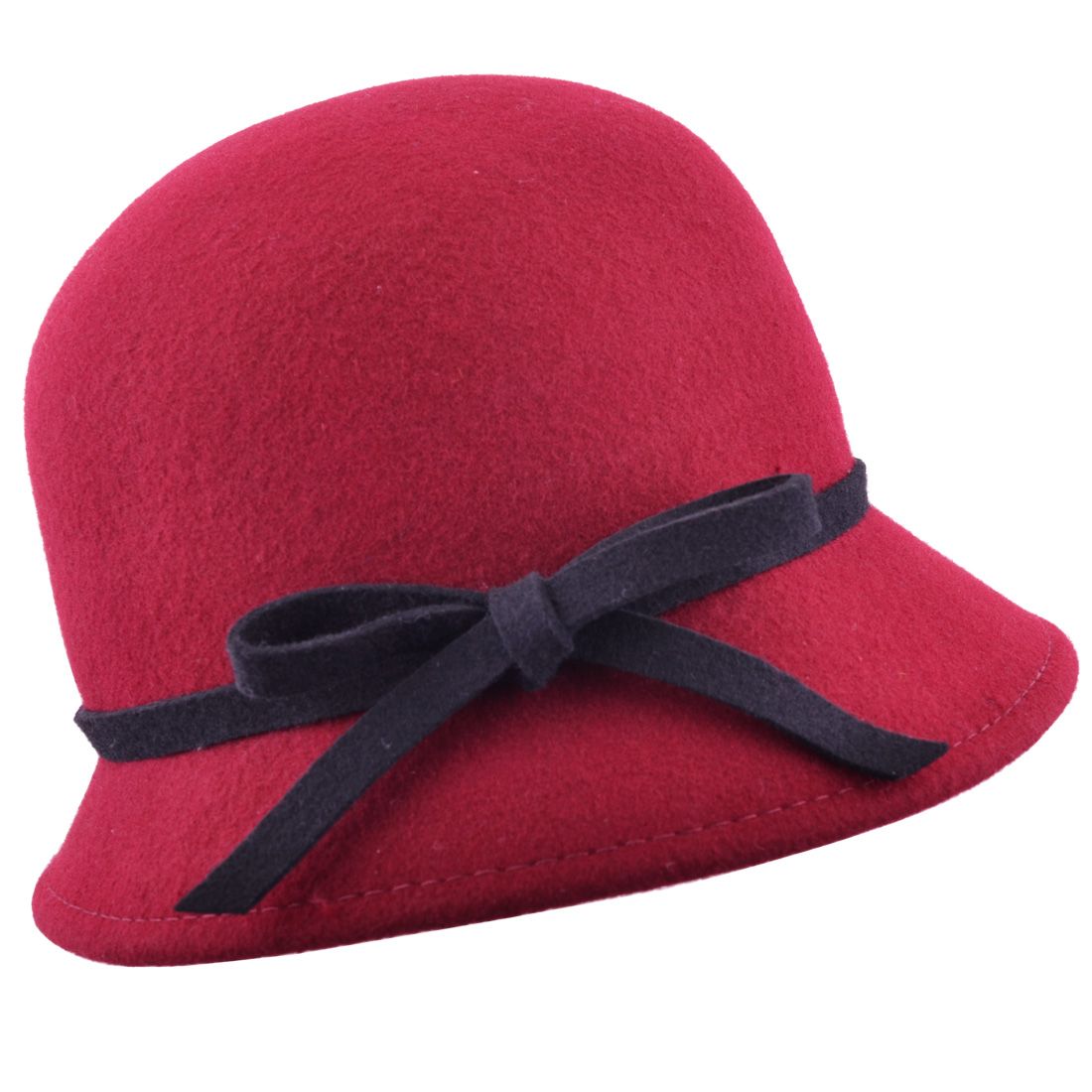 Wool Felt Cloche Hat With Bow