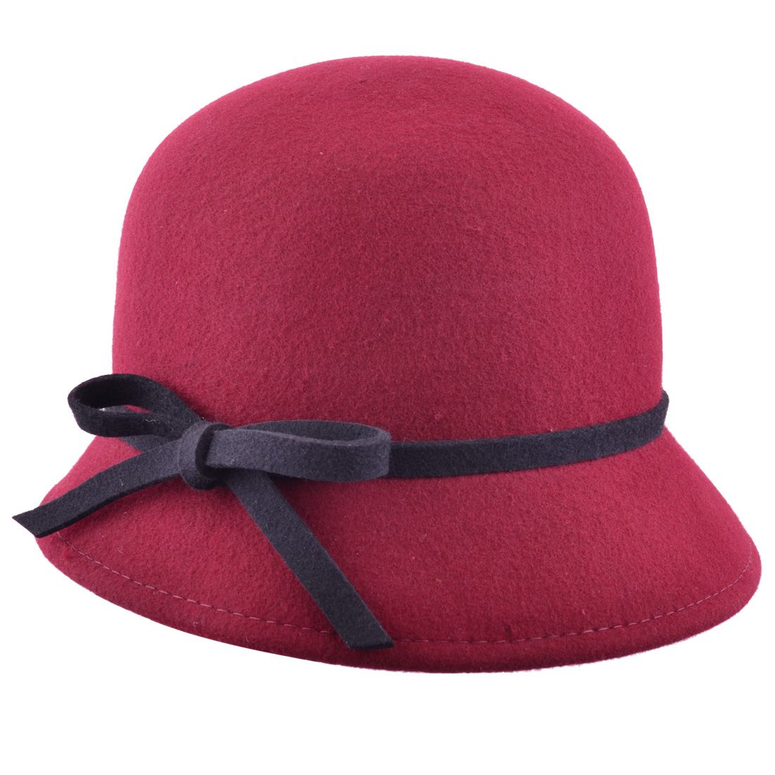 Wool Felt Cloche Hat With Bow