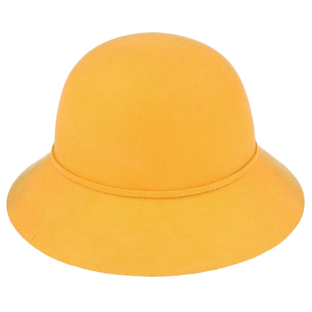 Maz Ladies Chic Vintage Wool Cloche Hat With Flower & Strap Belt Around